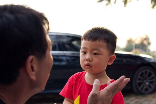 Adult talking to a child